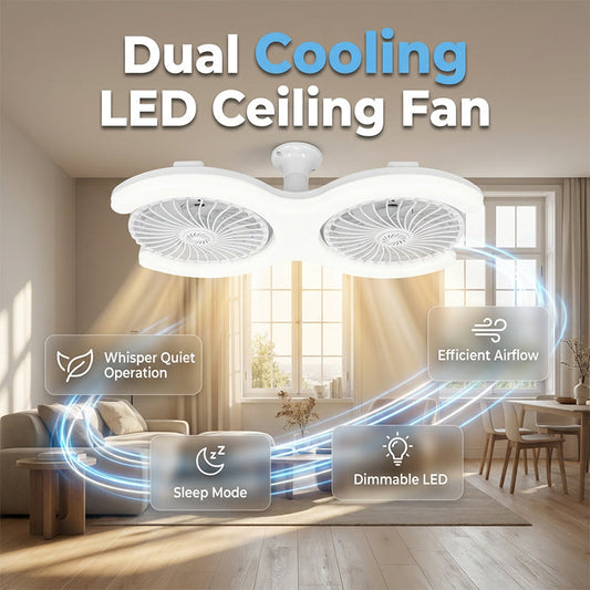 💡🌀 ¡50% OFF! Ventilador de Techo LED Doble Cabeza con Luz – 2 cabezas independientes, 3 velocidades y control remoto – Perfecto para habitaciones grandes ✨