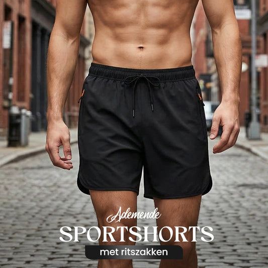 🏃  Pantalones cortos atléticos transpirables - bolsillos con cremallera, cintura elástica y secadora rápida