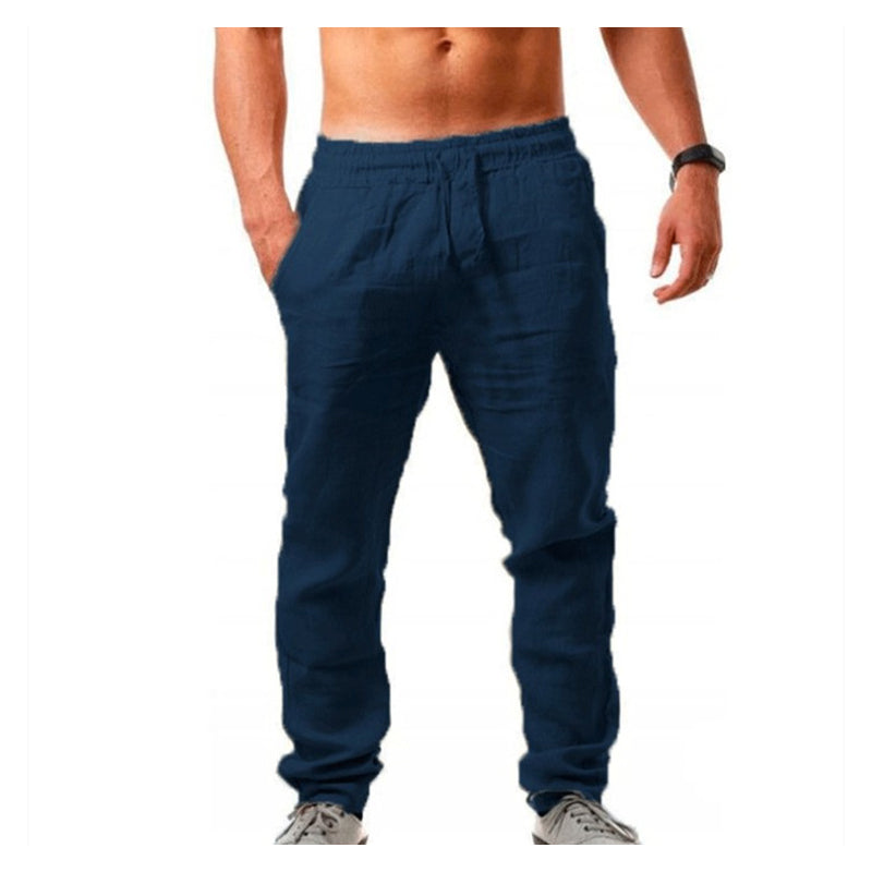 Pantalones de Lino con Cordón Casual para Hombre