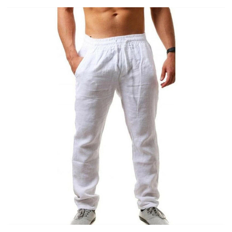 Pantalones de Lino con Cordón Casual para Hombre