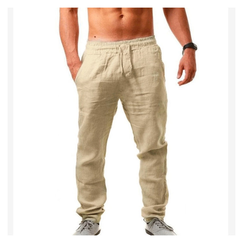 Pantalones de Lino con Cordón Casual para Hombre