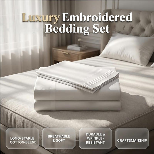🛏️ ¡50% DE DESCUENTO AHORA! ✨ Juego de Ropa de Cama Europea de Lujo Bordada – Tela suave y diseño elegante – Añade un toque refinado a cualquier dormitorio – cómoda y transpirable 🌙🌸