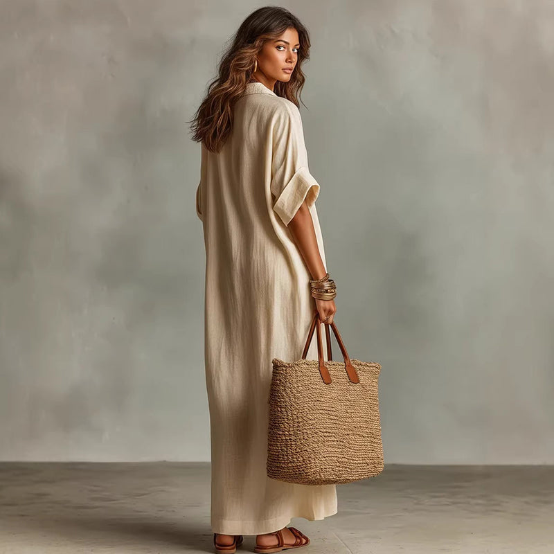 Vestido de maxi de color sólido minimalista para mujer