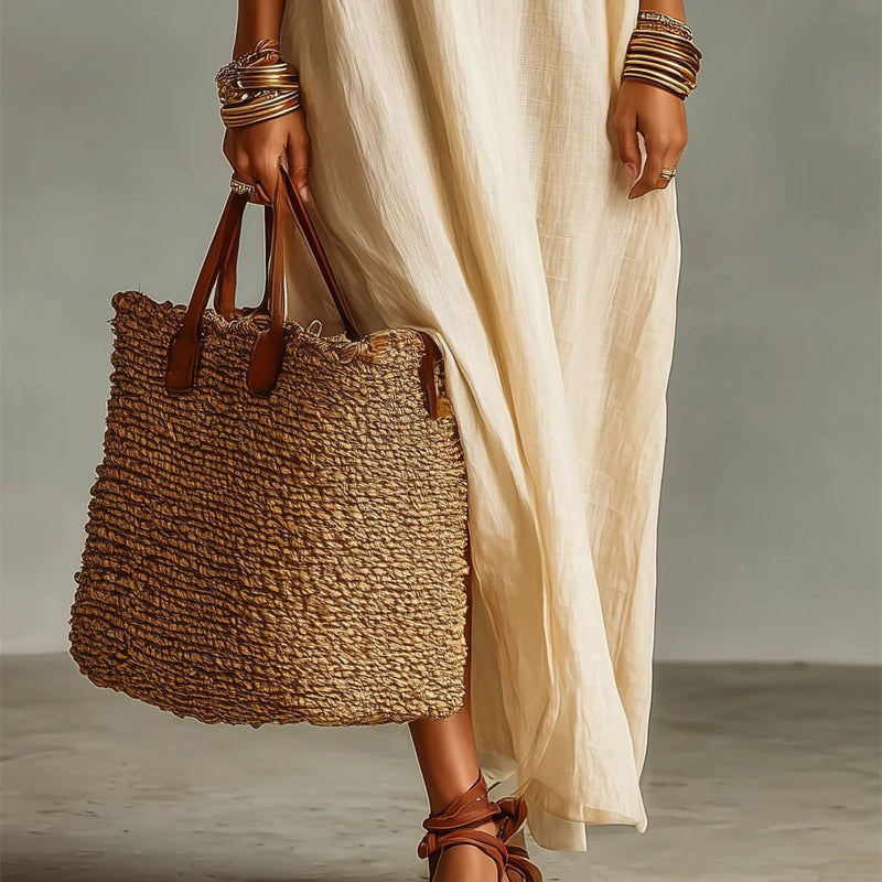 Vestido de maxi de color sólido minimalista para mujer
