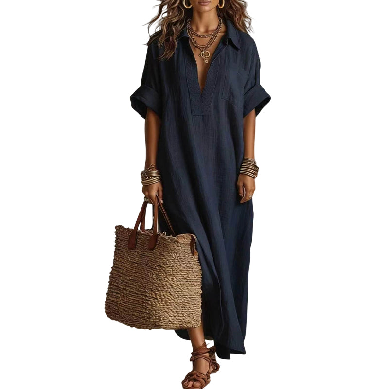 Vestido de maxi de color sólido minimalista para mujer