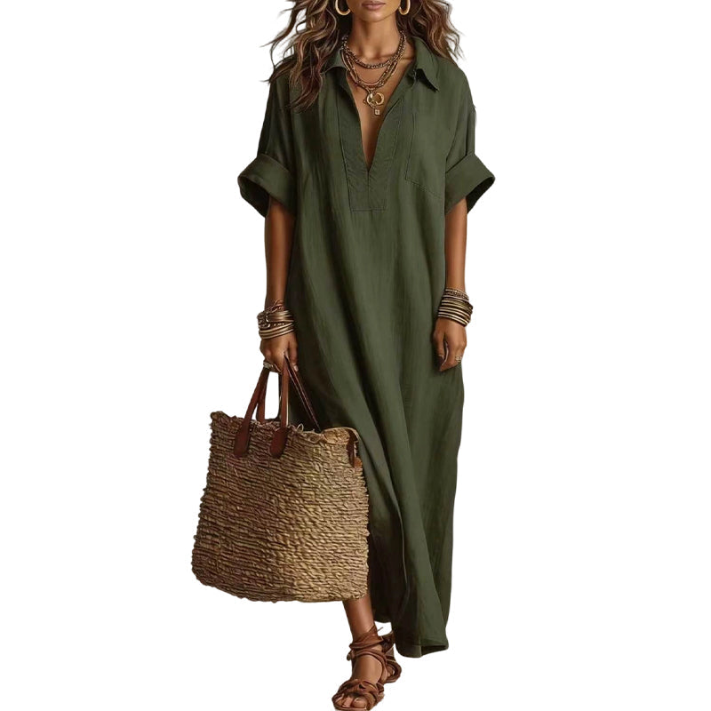 Vestido de maxi de color sólido minimalista para mujer
