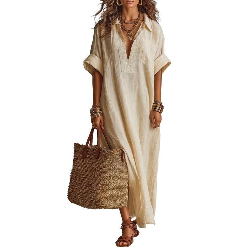Vestido de maxi de color sólido minimalista para mujer