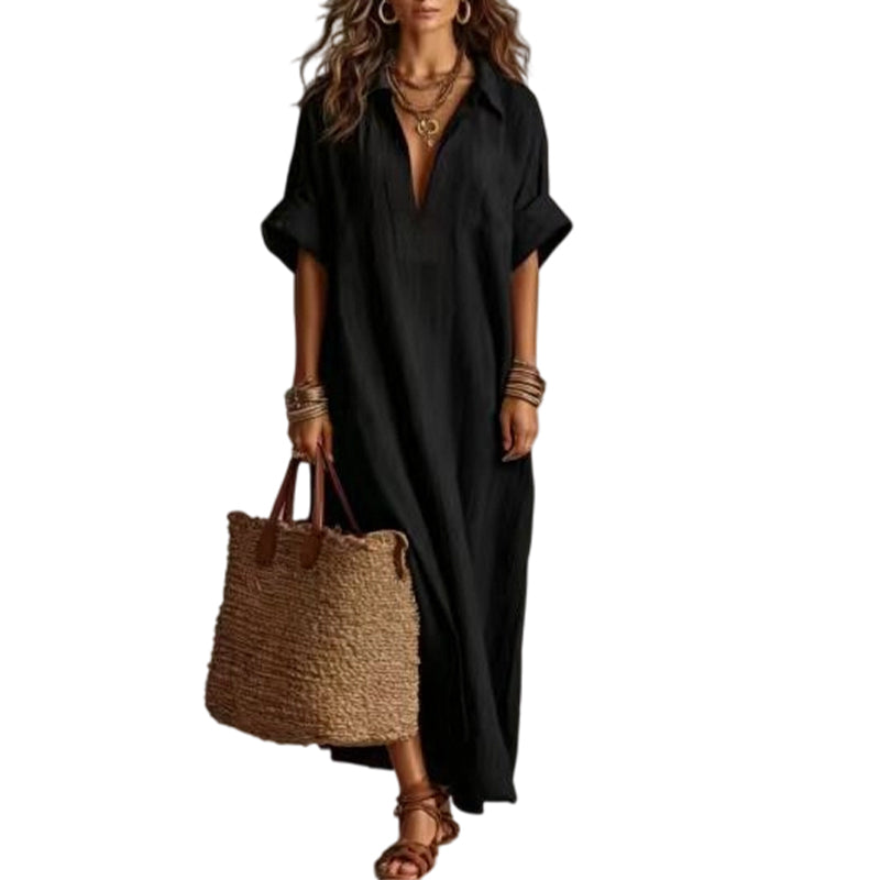 Vestido de maxi de color sólido minimalista para mujer