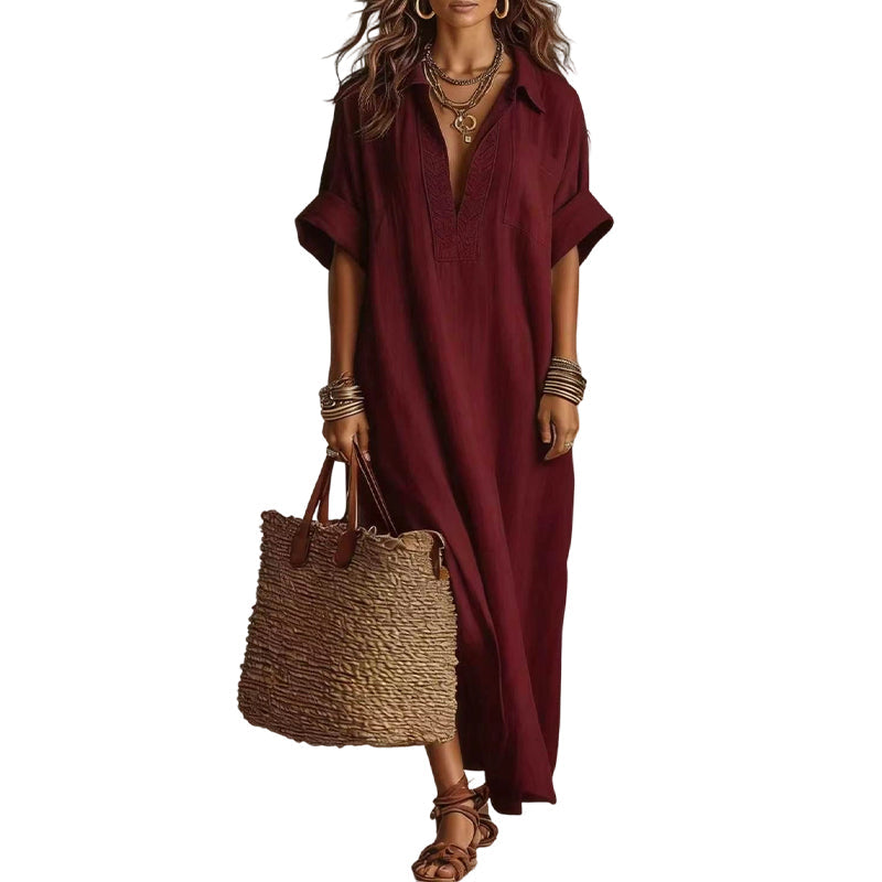 Vestido de maxi de color sólido minimalista para mujer