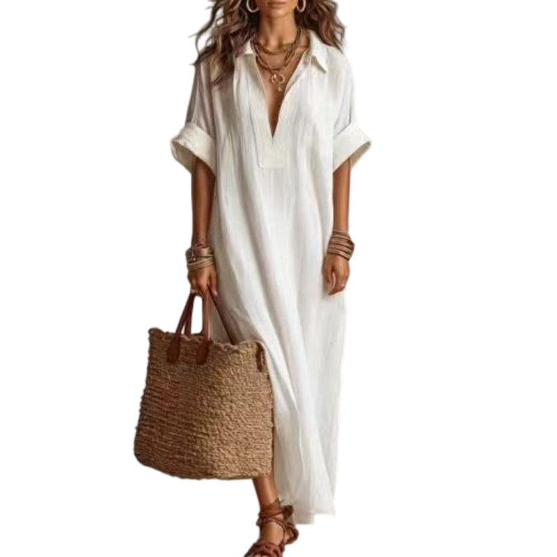 Vestido de maxi de color sólido minimalista para mujer