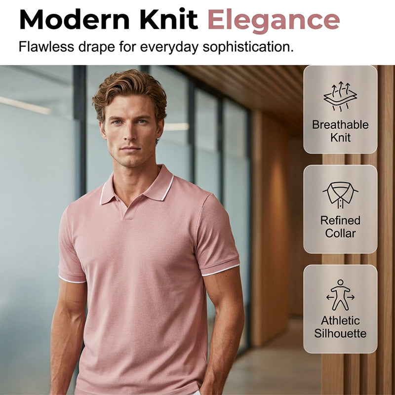 Camiseta Casual de Cuello en V para Hombre con Ribete de Contraste y Manga Corta para Verano