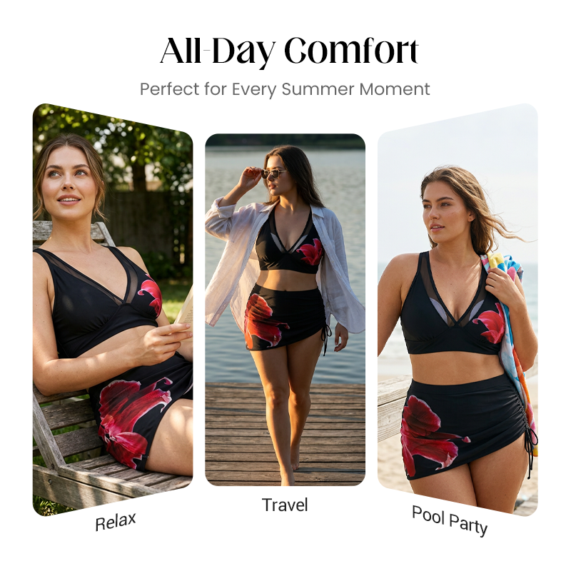 🏖️ ¡OFERTA POR TIEMPO LIMITADO 50% DTO! 🌊 Bikini de Malla Fruncida – Lazos Laterales, Parte Inferior Fruncida, Ajuste Favorecedor ✨