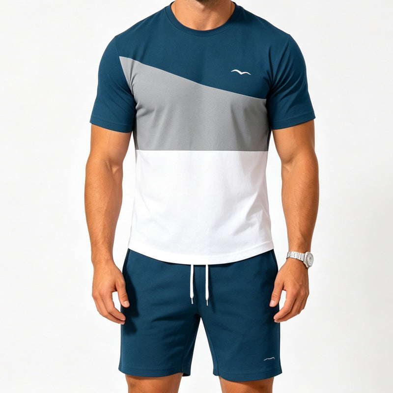 👕 50% OFF NOW! 🎨 Men's Color-Block T-Shirt & Shorts Set – Soft cotton & breathable – Perfect for summer, sports or lounging – stylish and comfortable 🩳✨