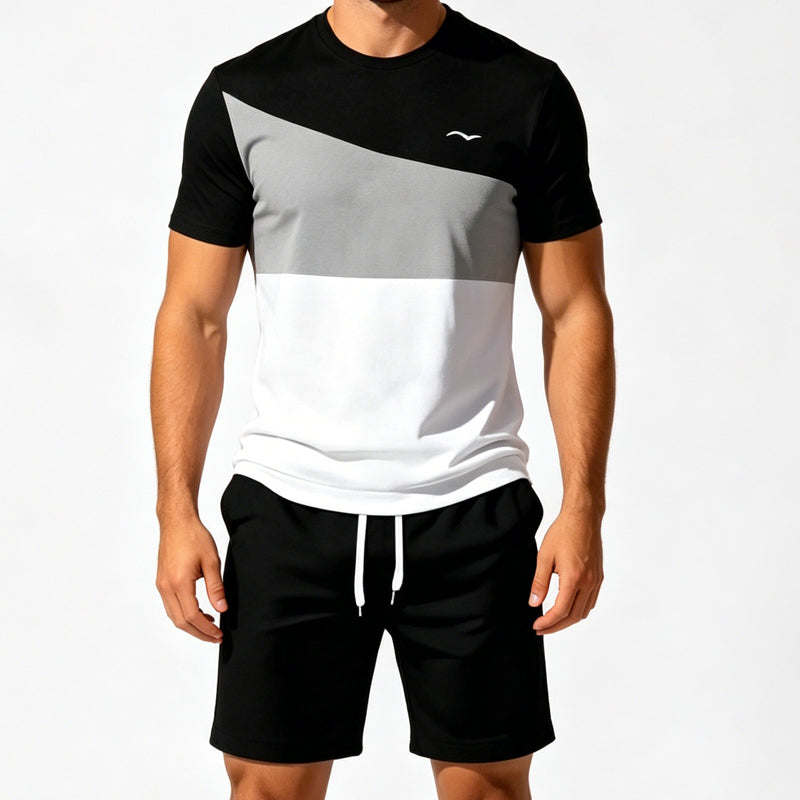 👕 50% OFF NOW! 🎨 Men's Color-Block T-Shirt & Shorts Set – Soft cotton & breathable – Perfect for summer, sports or lounging – stylish and comfortable 🩳✨