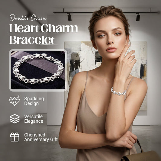 📢📢¡50% DTO!! ⏰Pulsera de Doble Cadena con Dije de Corazón