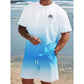 ⏳🔥¡OFERTA POR TIEMPO LIMITADO 50% OFF! 🌊 Conjunto de Camiseta de Manga Corta con Degradado y Shorts para Hombre