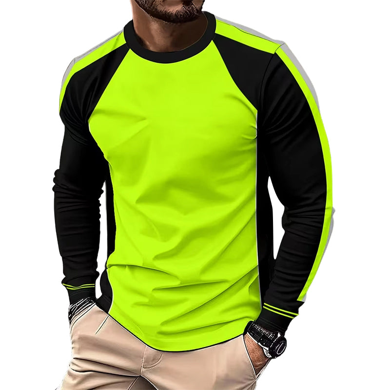 👕 LIMITED-TIME 50% OFF! ✨ Crewneck Color Block Long Sleeve T-Shirt – High-Contrast, Breathable, Athletic Fit 🔥