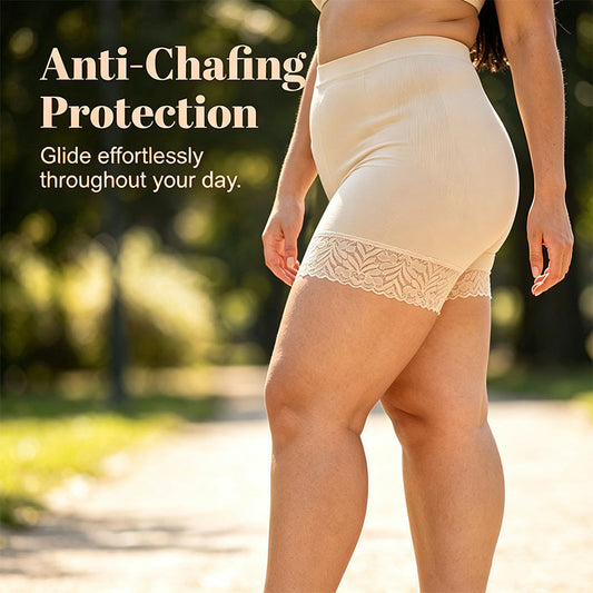 Pantalones cortos de seguridad de cintura alta de las mujeres con encaje cortos de control del vientre