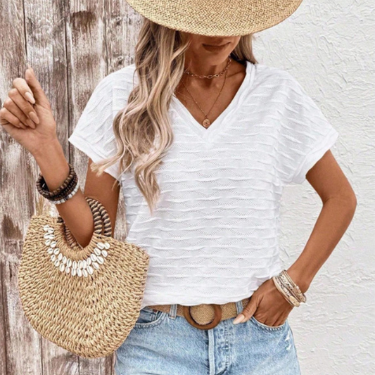 ⏳Limited-time 50% off⏰Women's Elegant Short Sleeve V-Neck Top👚