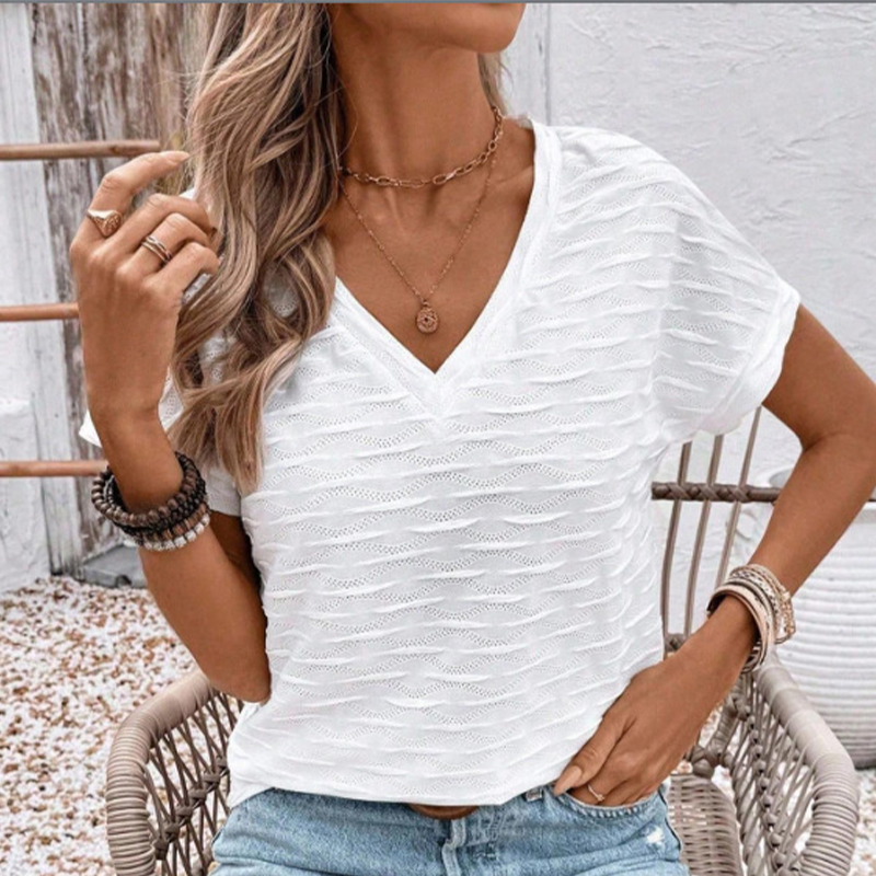 ⏳Limited-time 50% off⏰Women's Elegant Short Sleeve V-Neck Top👚