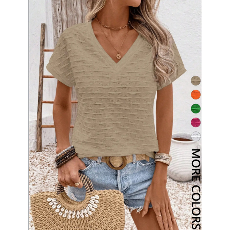 ⏳Limited-time 50% off⏰Women's Elegant Short Sleeve V-Neck Top👚