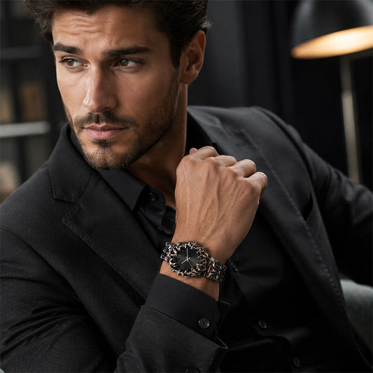 ⌚ ¡OFERTA POR TIEMPO LIMITADO 50% DTO! ✨ Reloj de Cuarzo con Forma de Garra Creativo para Hombre – Esfera Roja, Pulsera Escultural, Estilo Impactante 🔥
