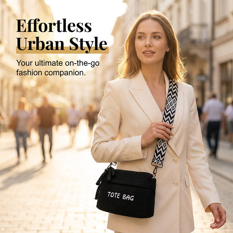 👜 LIMITED-TIME 50% OFF! ✨ Women's Vintage Large-Capacity Crossbody Bag – Ribbed Fabric, Multi-Zip, Geometric Strap 🌿