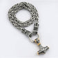 🎉 2026 Sale — Over 51,000 Sold! ⚡ Viking Thor Hammer Pendant Necklace – Stainless Steel Byzantine Chain 🛡️