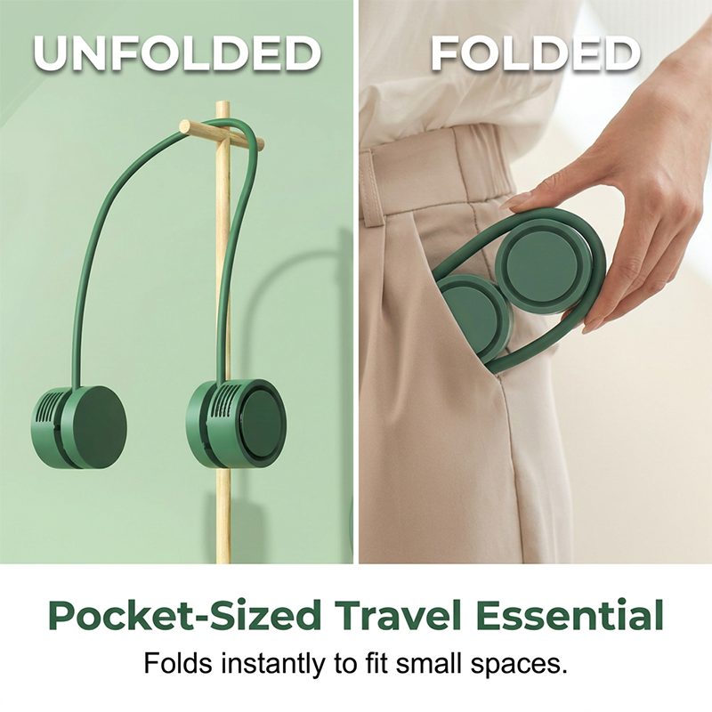 Portable Foldable Neck Fan Bladeless Rechargeable Personal Fan