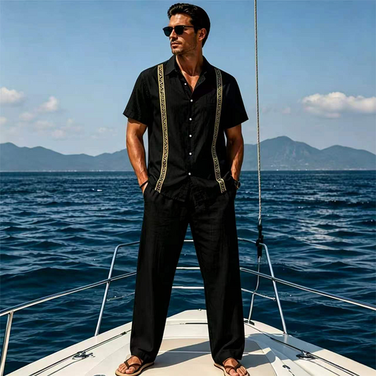 👔50% OFF!✨ Conjunto de 2 Piezas Transpirable de Camisa y Pantalón para Hombre
