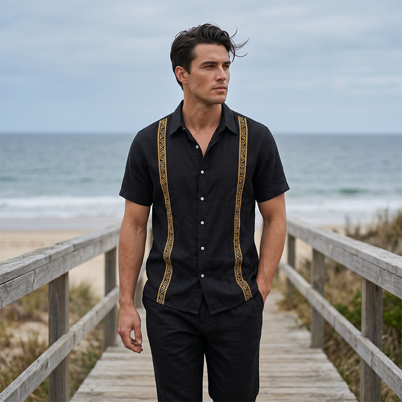 👔50% OFF!✨ Conjunto de 2 Piezas Transpirable de Camisa y Pantalón para Hombre