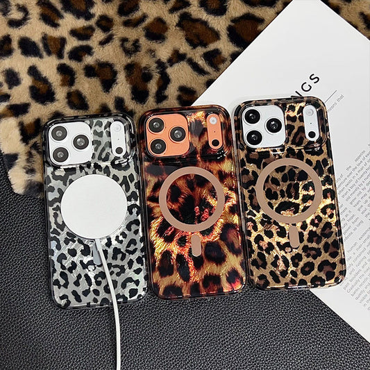 Funda para iPhone con Estampado de Leopardo Magnética