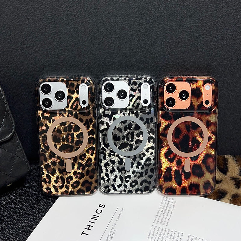 Funda para iPhone con Estampado de Leopardo Magnética