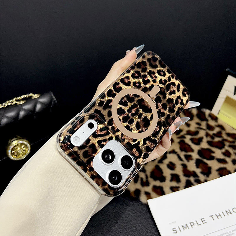 Funda para iPhone con Estampado de Leopardo Magnética