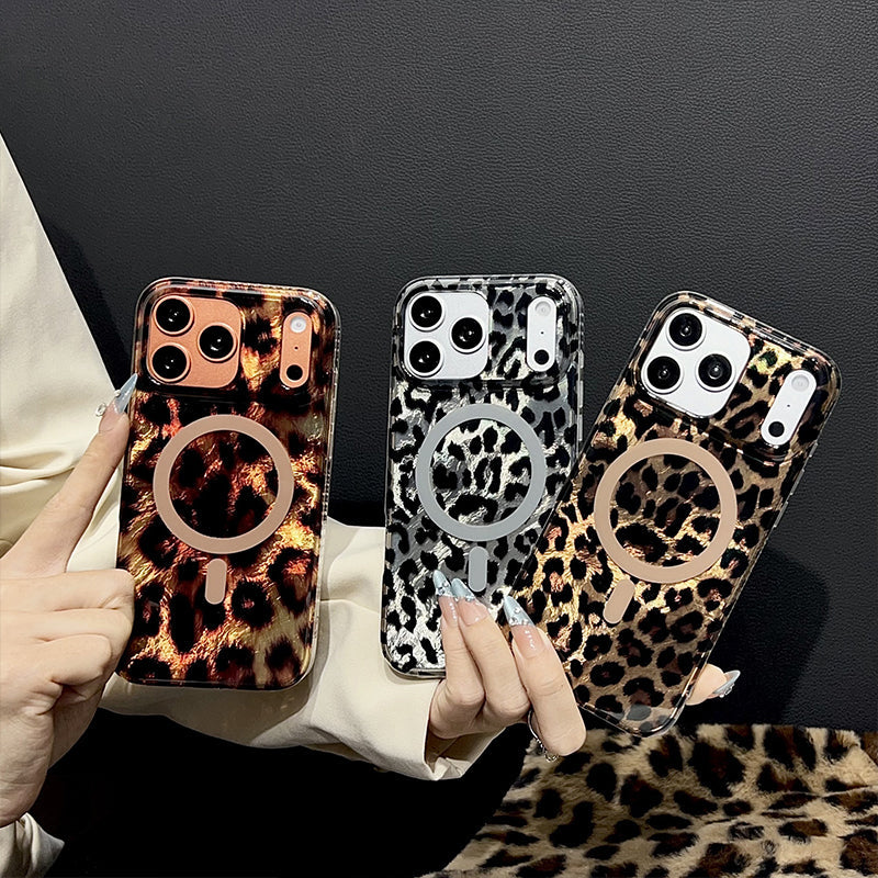 Funda para iPhone con Estampado de Leopardo Magnética