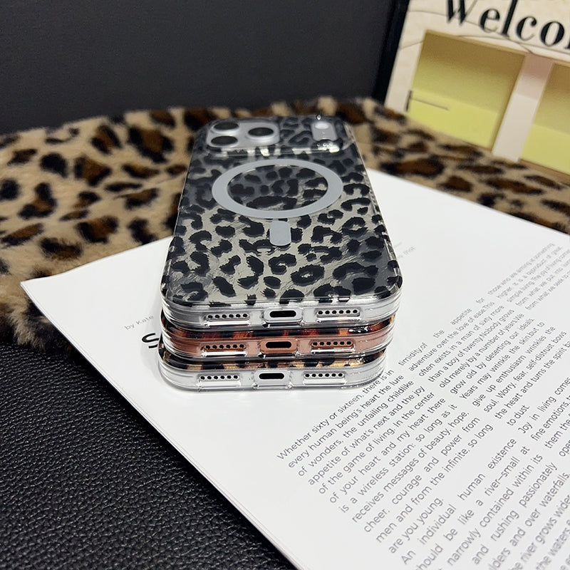 Funda para iPhone con Estampado de Leopardo Magnética