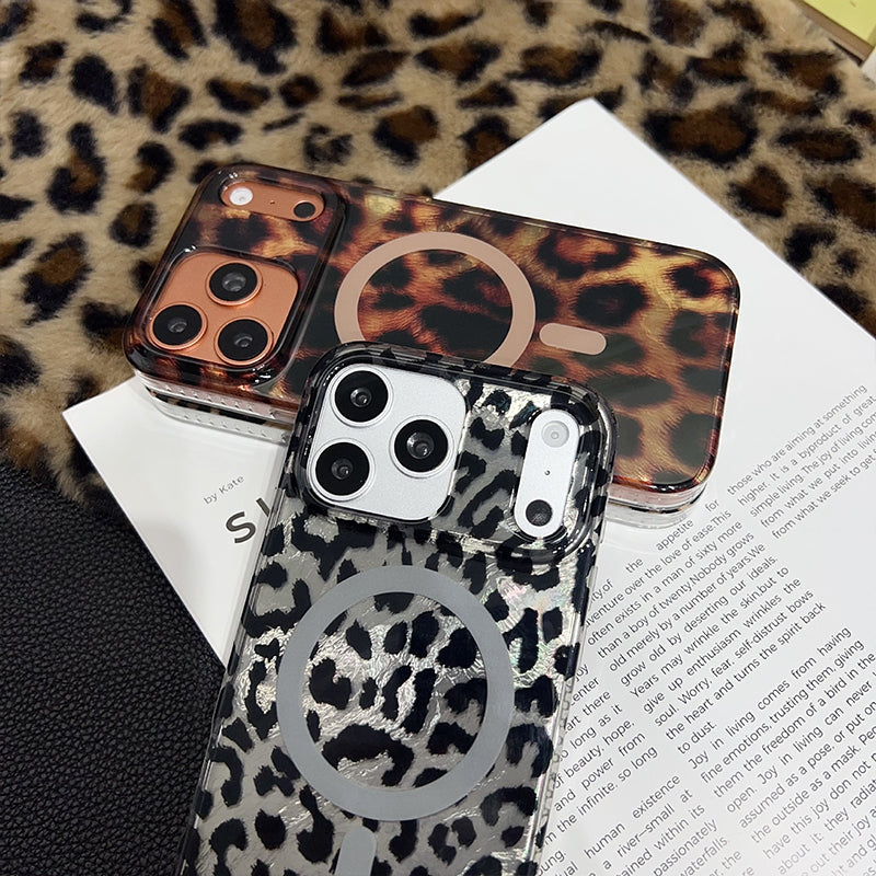 Funda para iPhone con Estampado de Leopardo Magnética