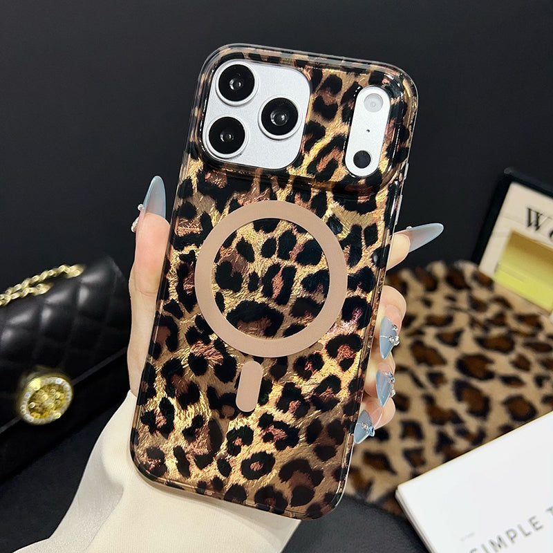 Funda para iPhone con Estampado de Leopardo Magnética