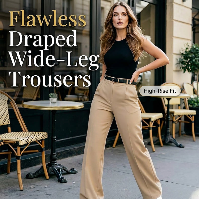 👖 ¡50% OFF POR TIEMPO LIMITADO! ✨ Pantalones de Pierna Ancha con Caída – Cintura Alta, Tela Fluida, Efecto Alargador 🌿