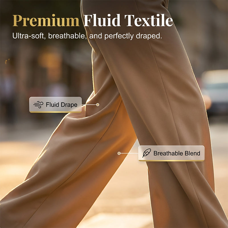 👖 ¡50% OFF POR TIEMPO LIMITADO! ✨ Pantalones de Pierna Ancha con Caída – Cintura Alta, Tela Fluida, Efecto Alargador 🌿
