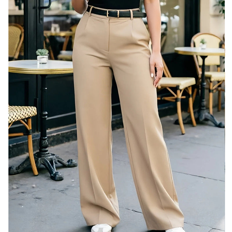 👖 ¡50% OFF POR TIEMPO LIMITADO! ✨ Pantalones de Pierna Ancha con Caída – Cintura Alta, Tela Fluida, Efecto Alargador 🌿