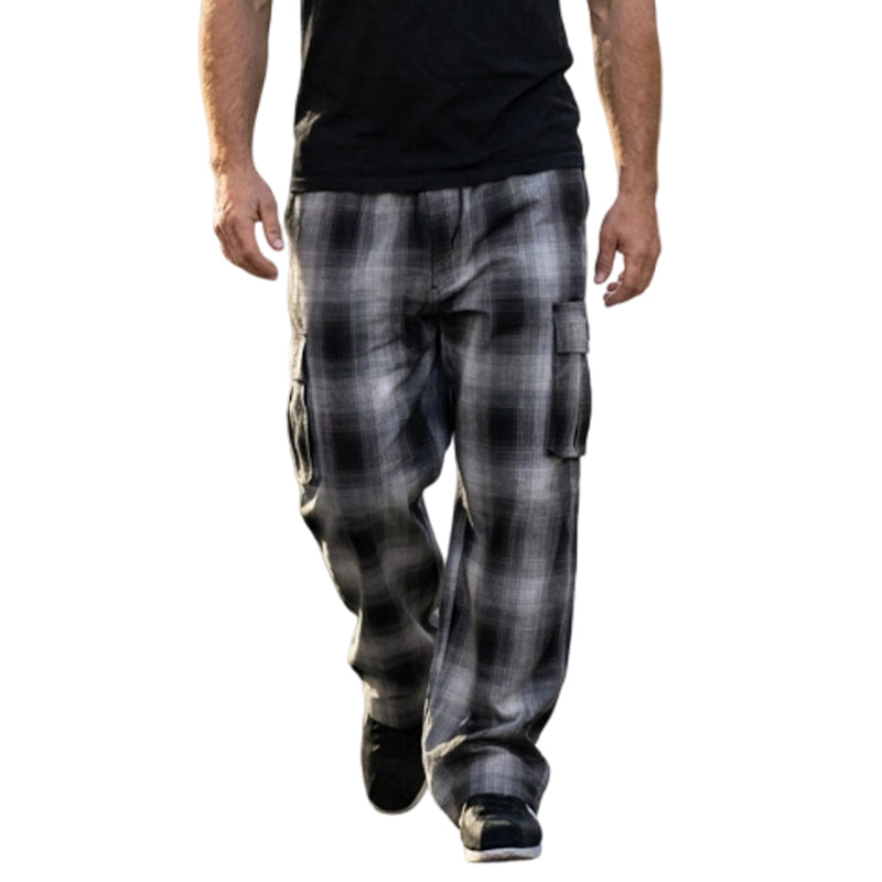 👖 LIMITED-TIME 50% OFF! ✨ Men's Retro Plaid Loose Fit Cargo Pants – Wide Leg, Cargo Pockets, Drawstring Waist 🌿