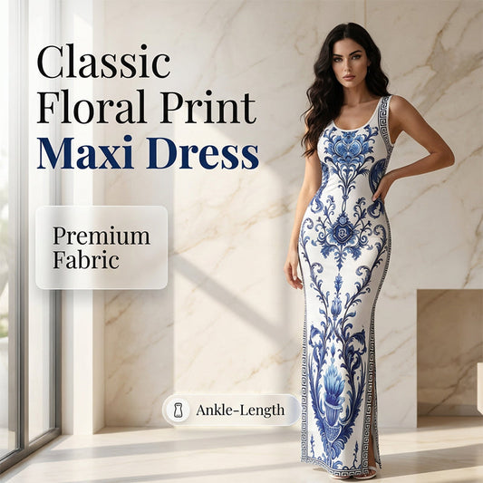 Vestido Maxi Clásico con Estampado Floral para Mujer