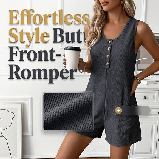 👗 ¡50% DE DESCUENTO POR TIEMPO LIMITADO! ✨ Mono sin mangas con botones para mujer – Tejido waffle, cuello redondo, bolsillos laterales 🌿