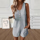 👗 LIMITED-TIME 50% OFF! ✨ Women's Sleeveless Button-Front Romper – Waffle Knit, Scoop Neck, Side Pockets 🌿