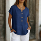 Camiseta informal de mujer con cuello en V y botones