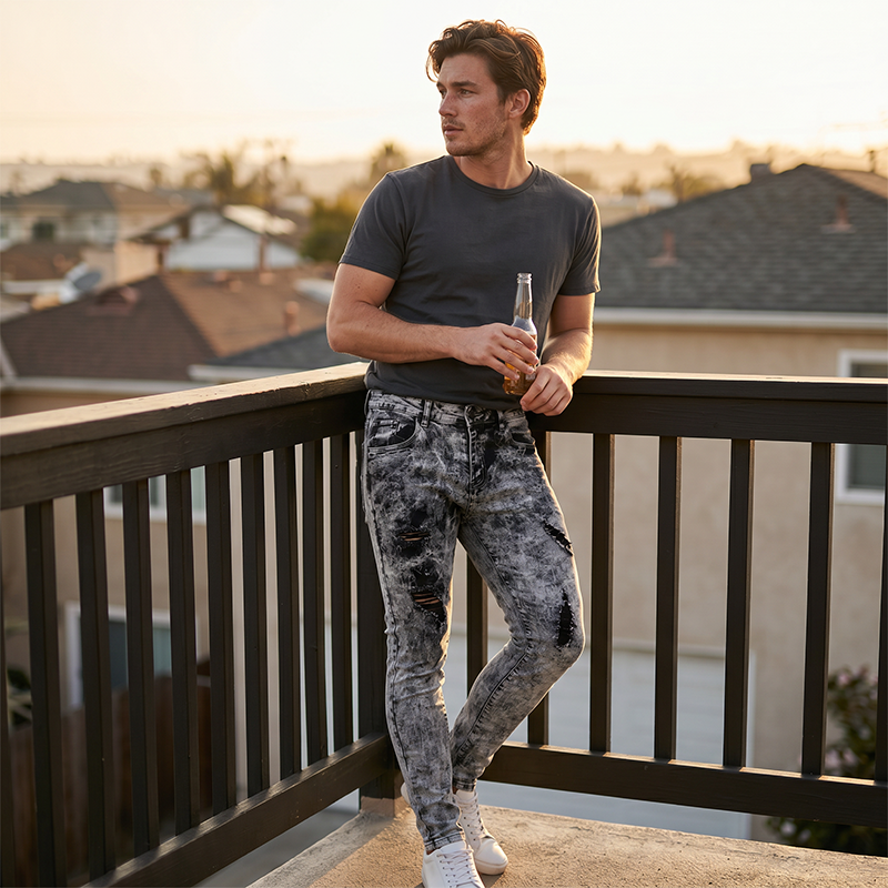 👖 50% OFF NOW! ✨ Men's Slim Fit Ripped Jeans – Stretch denim & acid wash – Edgy distressed style – perfect for streetwear or casual looks 🔥💥