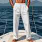 Pantalones de ajuste suelto de lino de moda para hombres con bolsillos