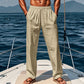 Pantalones de ajuste suelto de lino de moda para hombres con bolsillos