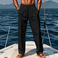 Pantalones de ajuste suelto de lino de moda para hombres con bolsillos